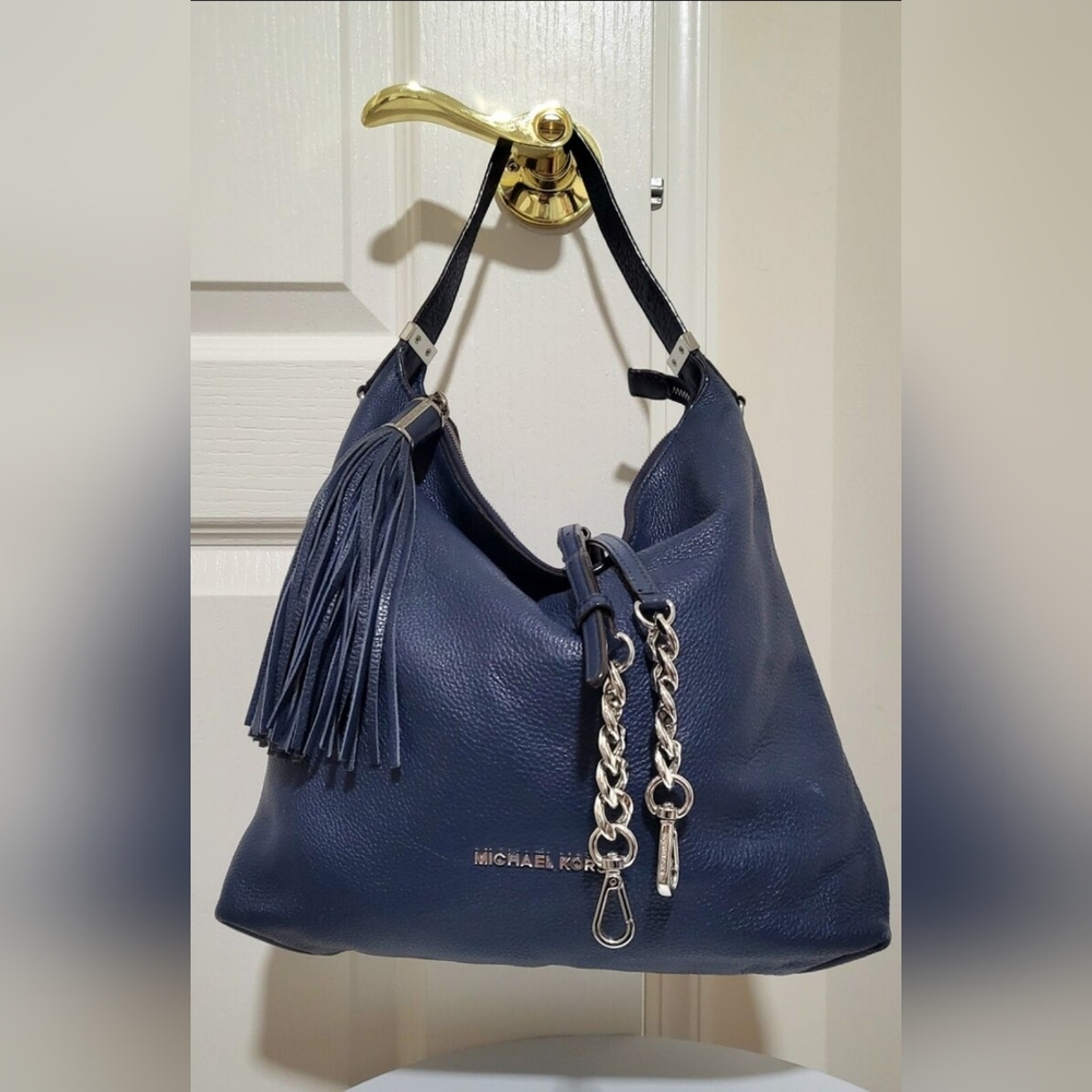 MICHAEL KORS MK DESIGNER WESTON CROSSBODY PURSE HANDBAG NAVY BLUE